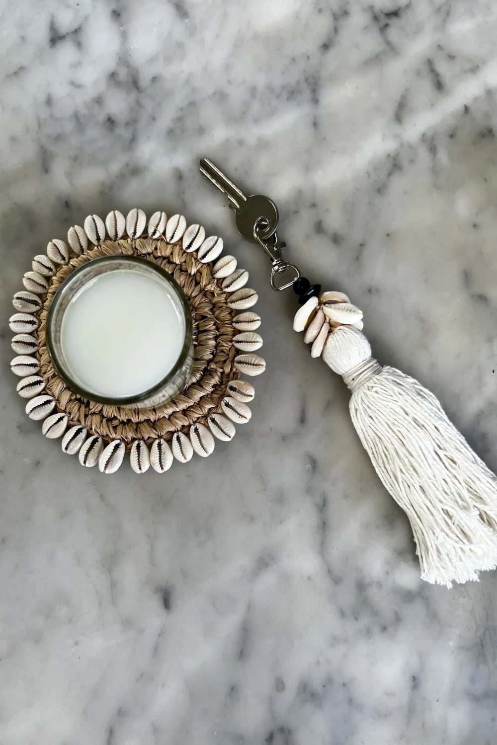 The Cowrie Tassel Keychain - White - Image 2
