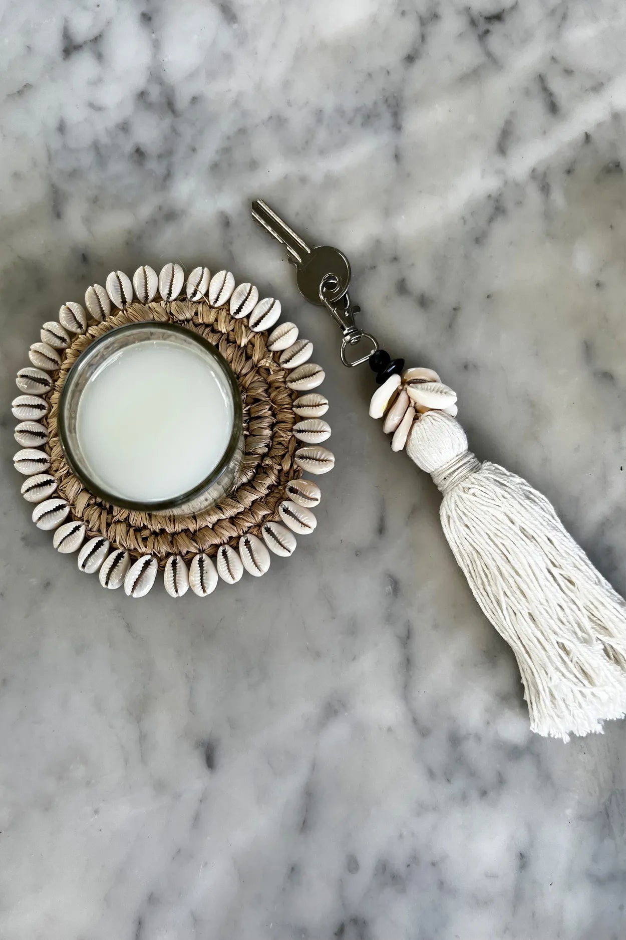 The Cowrie Tassel Keychain - White - Image 2