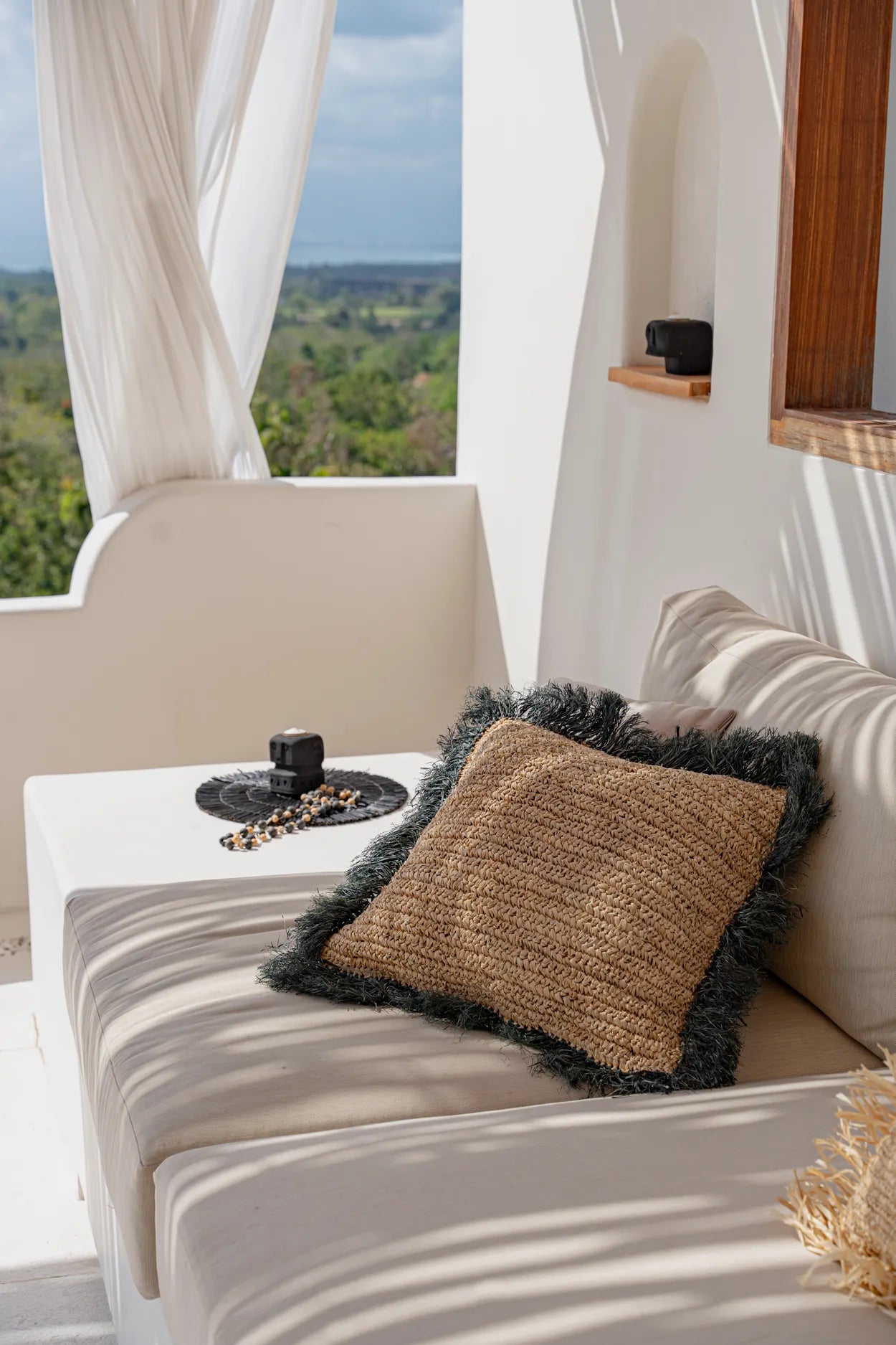 The Raffia Cushion Cover Square - Natural Black - 60x60 - Image 2