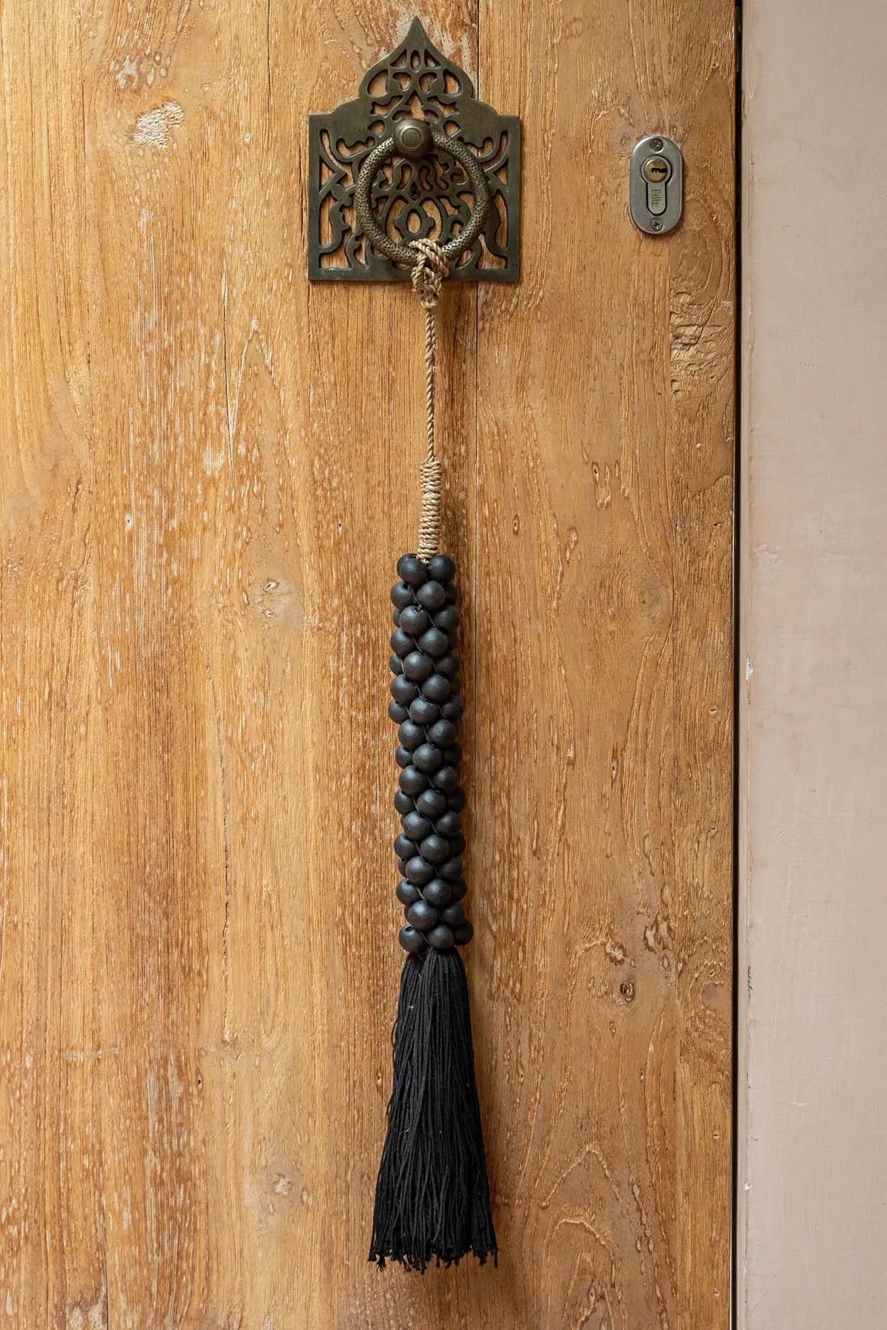 The Wooden Beads with Cotton Tassel - Black - Image 2