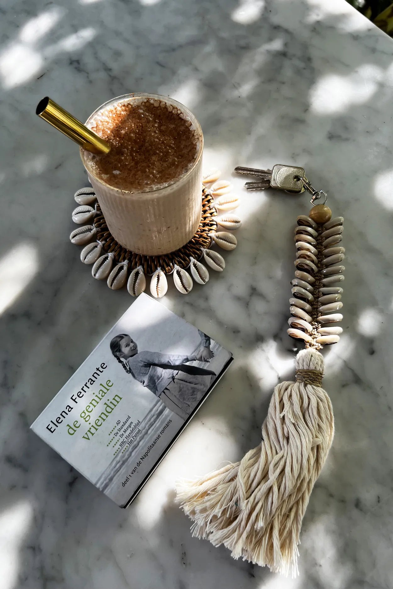 The Macrame Fishbone Keychain - Cream - Image 2
