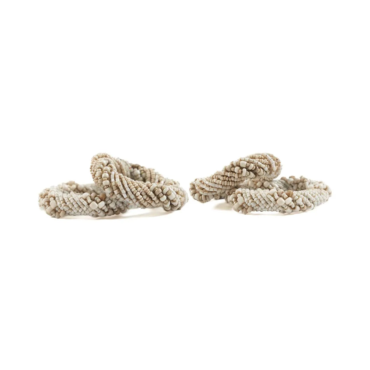 The Beaded Napkin Ring - White - Set of 4 - Image 2