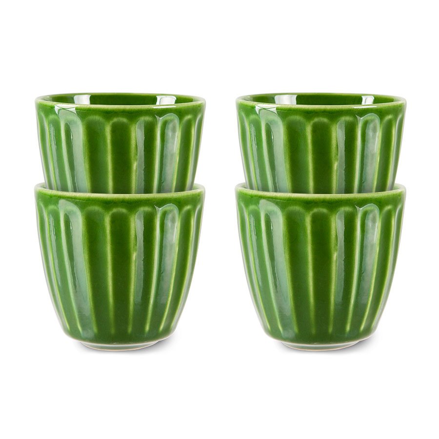 The emeralds: ceramic mug ribbed, green (set of 4)