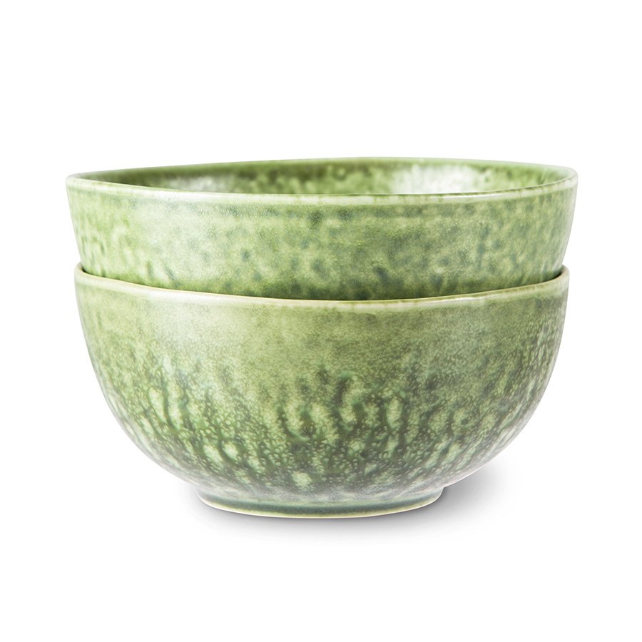 The emeralds: ceramic bowl organic, green (set of 2)