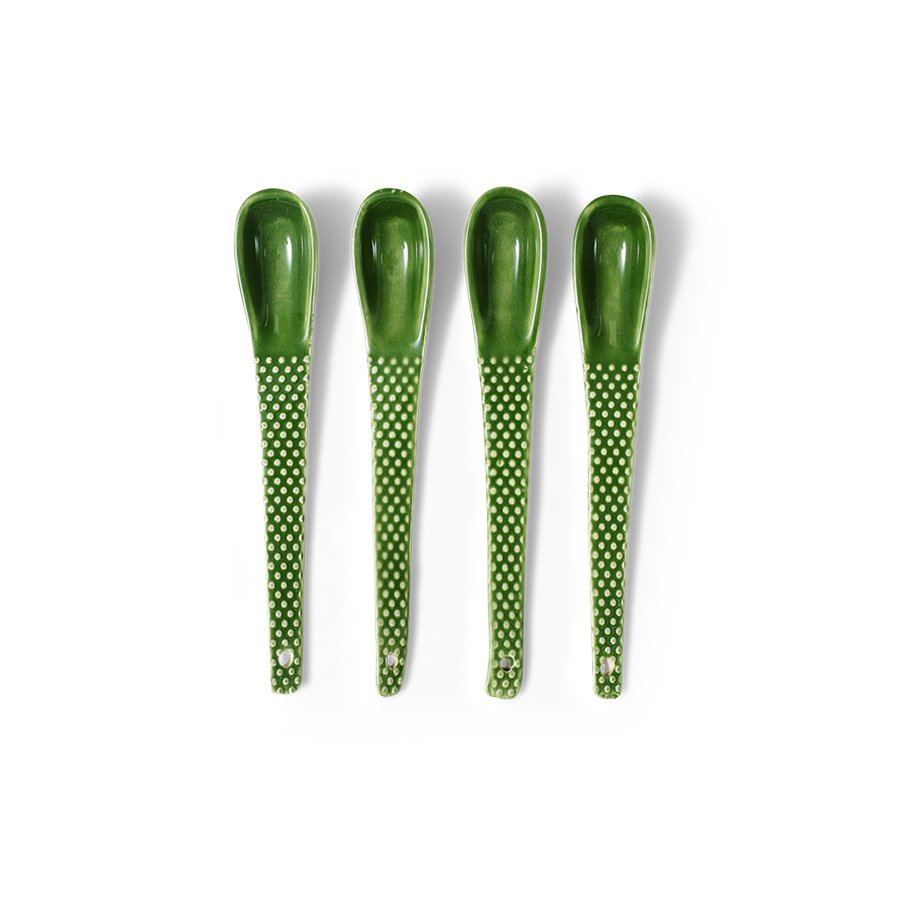 The emeralds: ceramic spoon textured, green (set of 4)