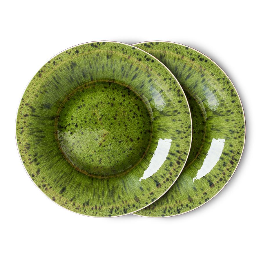 The emeralds: ceramic dinner plate spotted, green (set of 2)