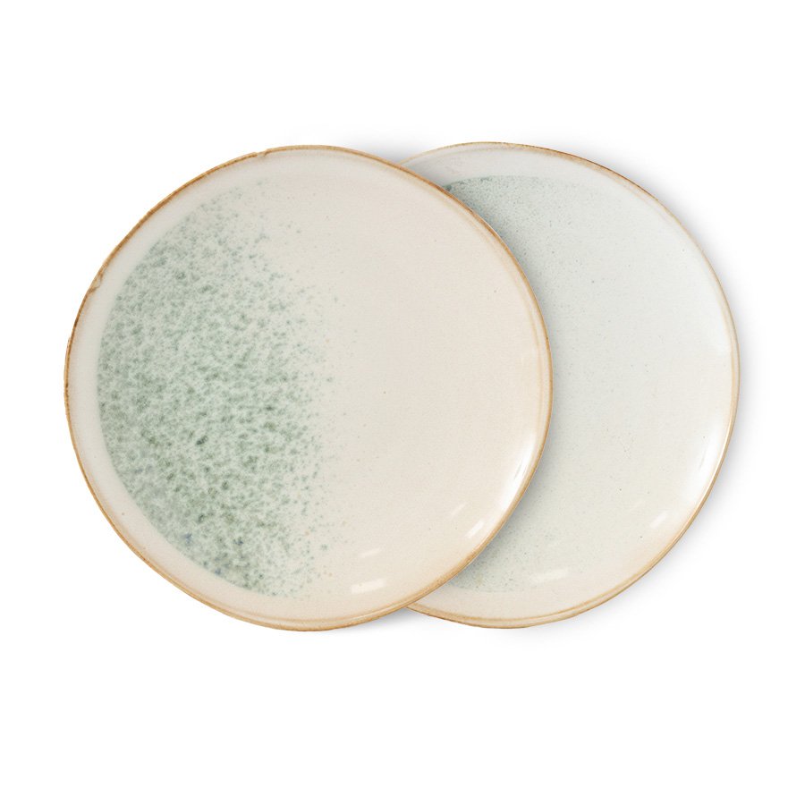70s ceramics: side plates, mist (set of 2)