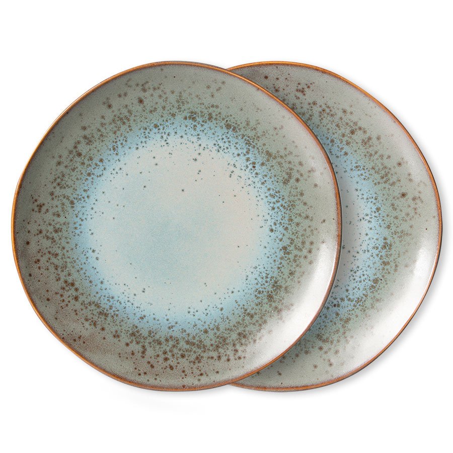 70s ceramics: dinner plates, mineral (set of 2)
