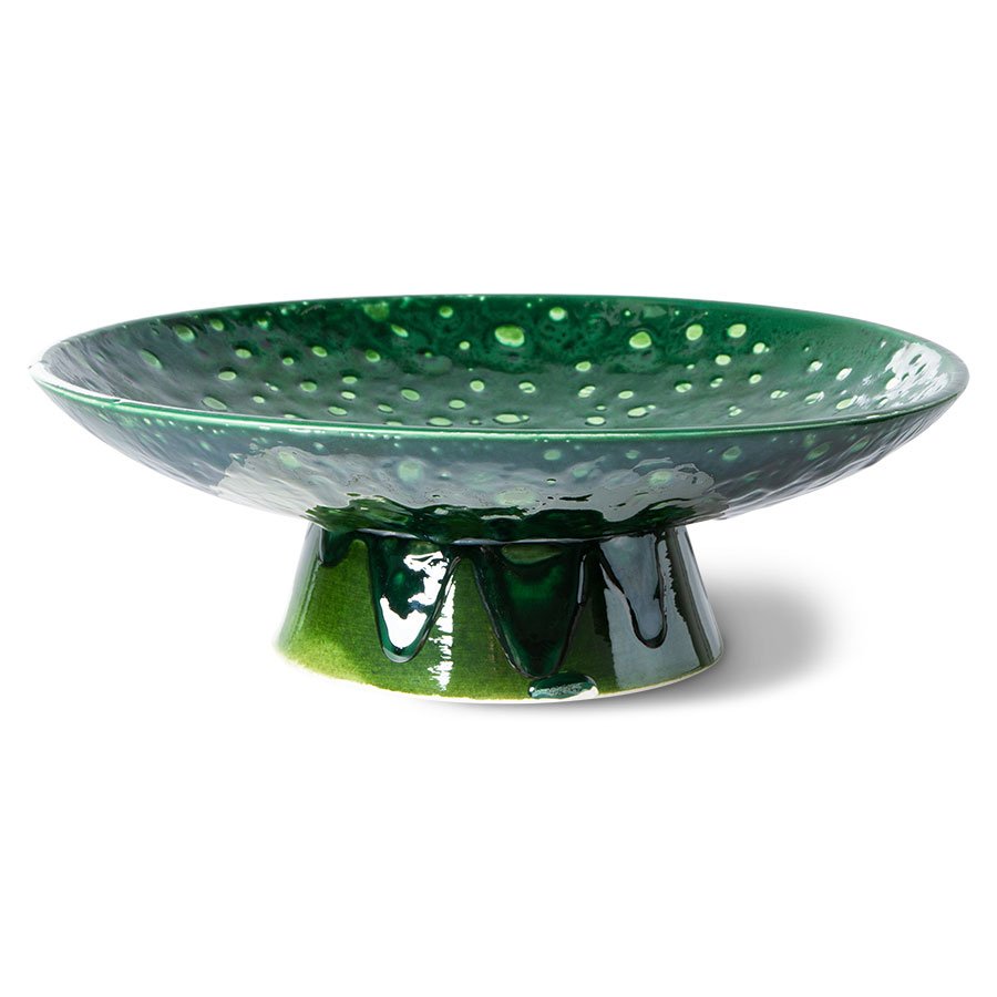 The emeralds: ceramic bowl on base L dripping green