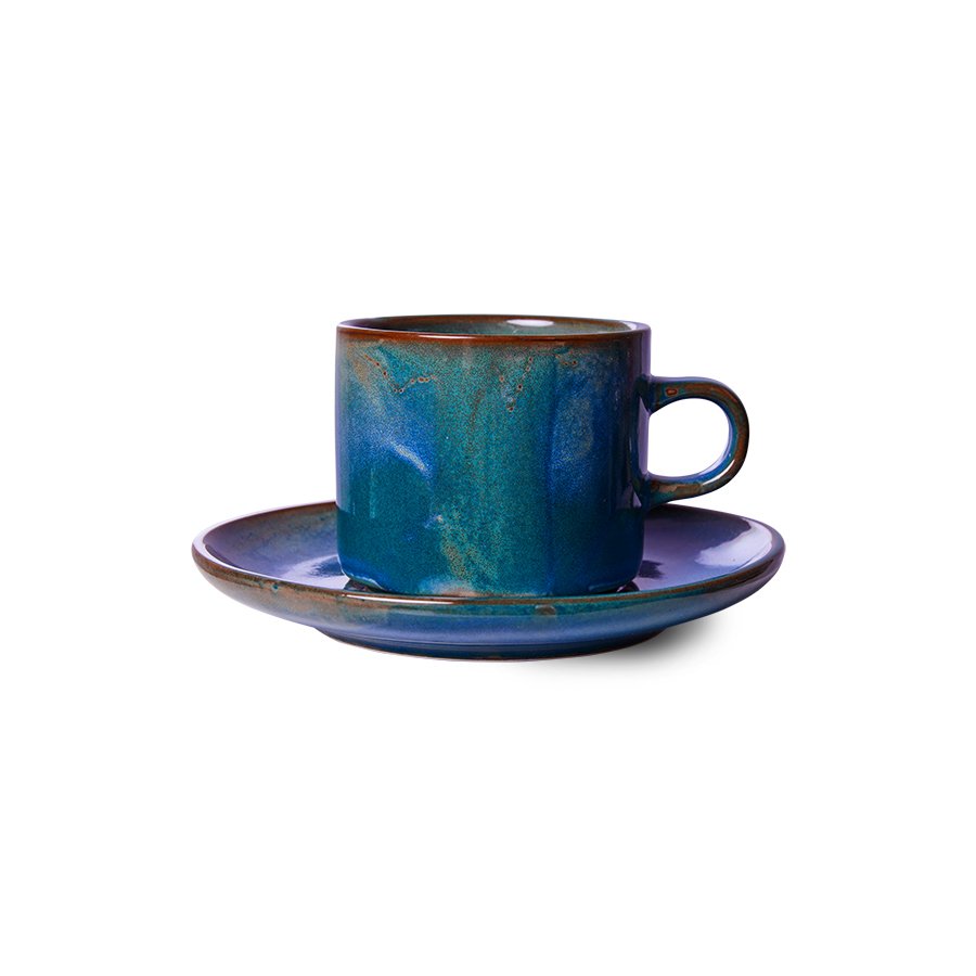 Chef ceramics: cup and saucer, rustic blue