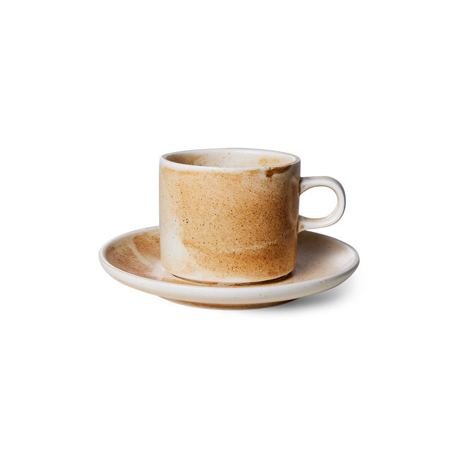 Chef ceramics: cup and saucer, rustic cream/brown
