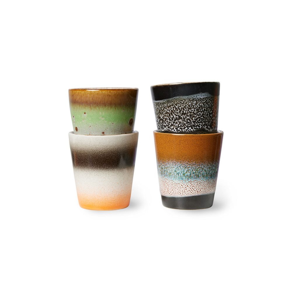 70s ceramics: ristretto mugs, Good vibes (set of 4)