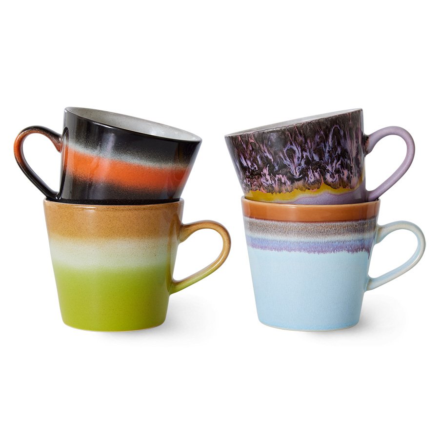 70s ceramics: cappuccino mugs, solid (set of 4)