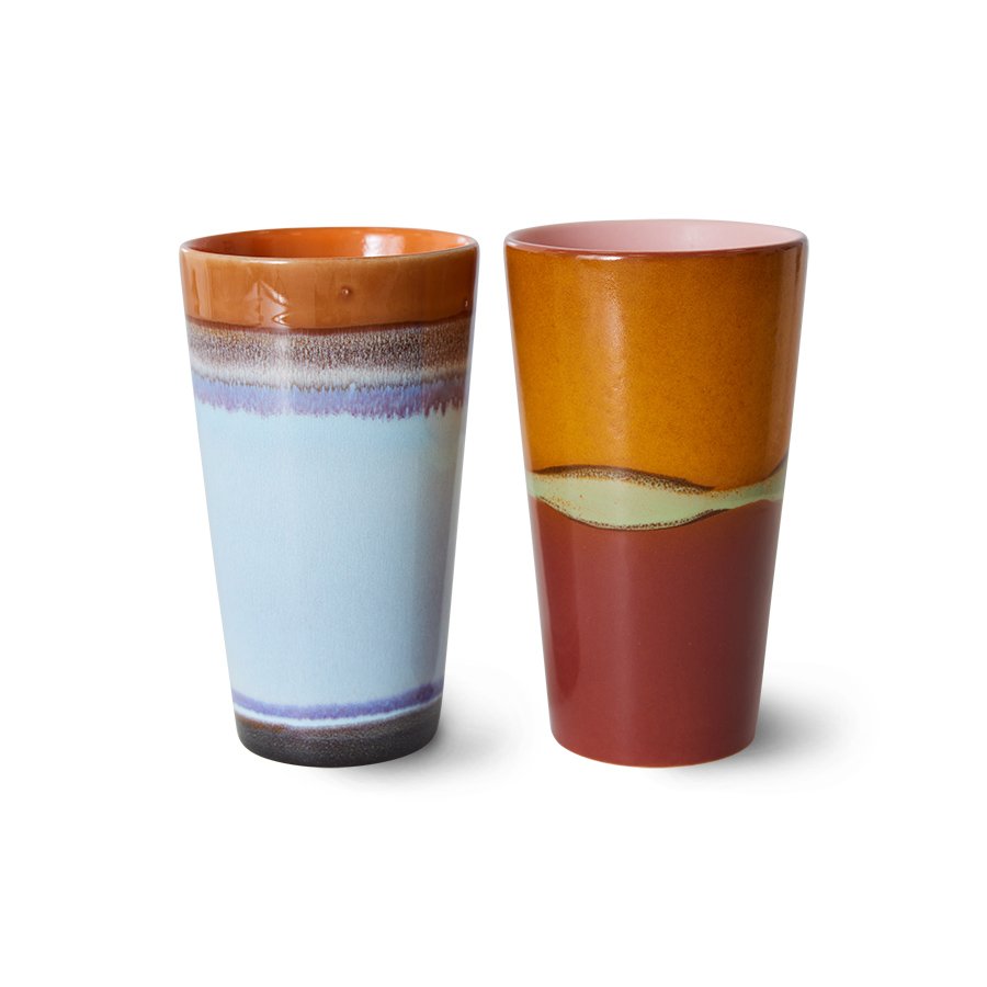 70s ceramics: latte mugs, clash (set of 2)