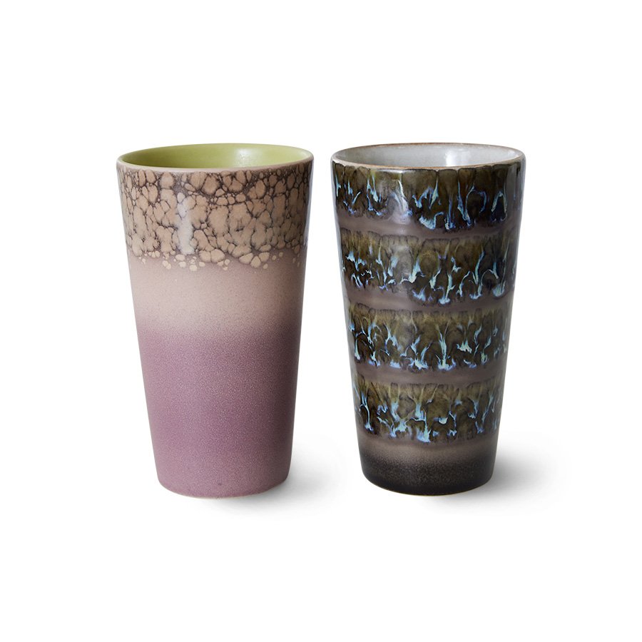 70s ceramics: latte mugs, forest (set of 2)