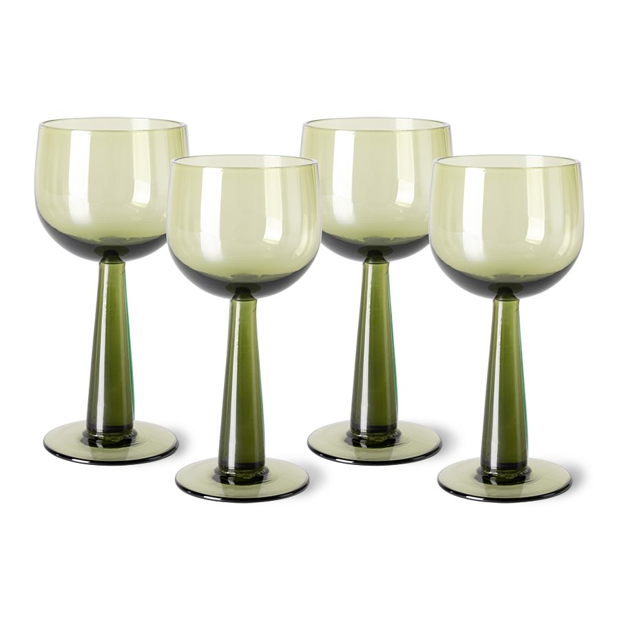 The emeralds: wine glass tall, olive green (set of 4)