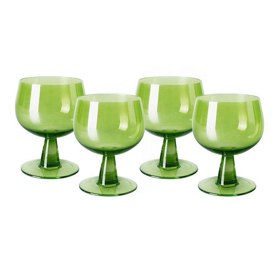 The emeralds: wine glass low, lime green (set of 4)