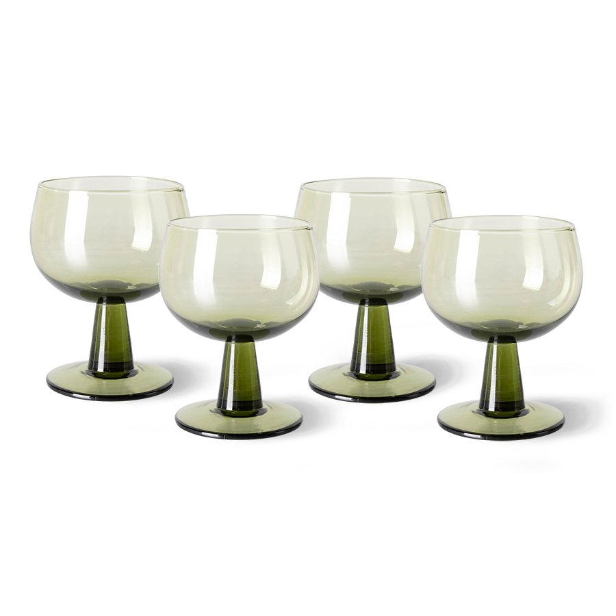 The emeralds: wine glass low, olive green (set of 4)