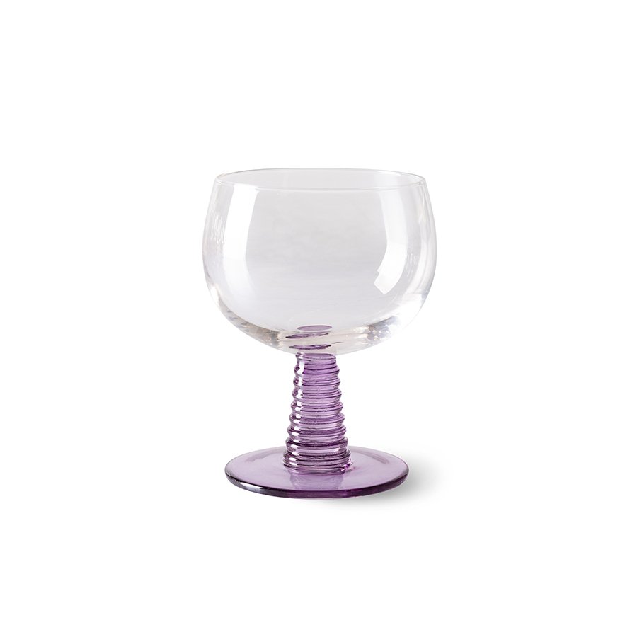Swirl wine glass low, purple