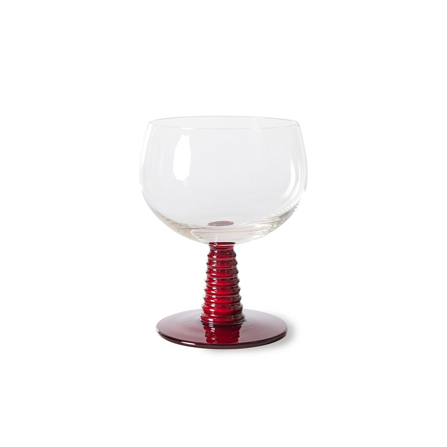 Swirl wine glass low, red