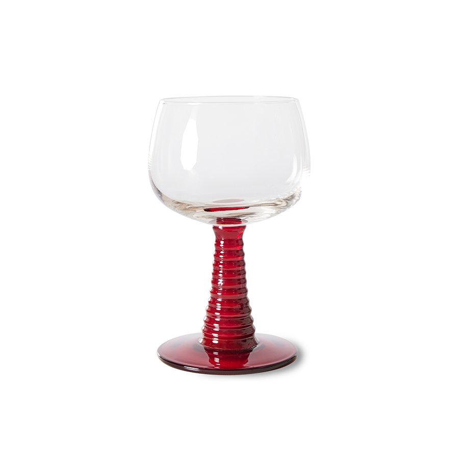 Swirl wine glass high, red