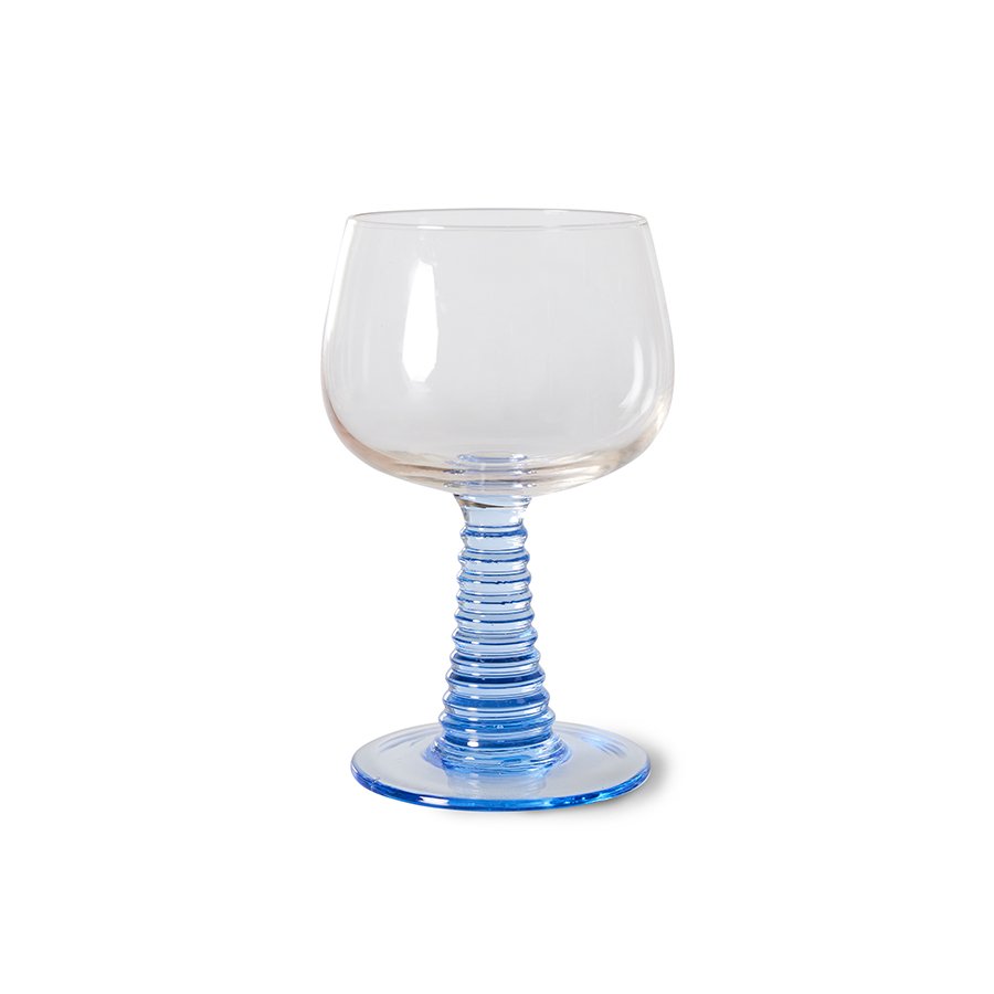 Swirl wine glass high, blue