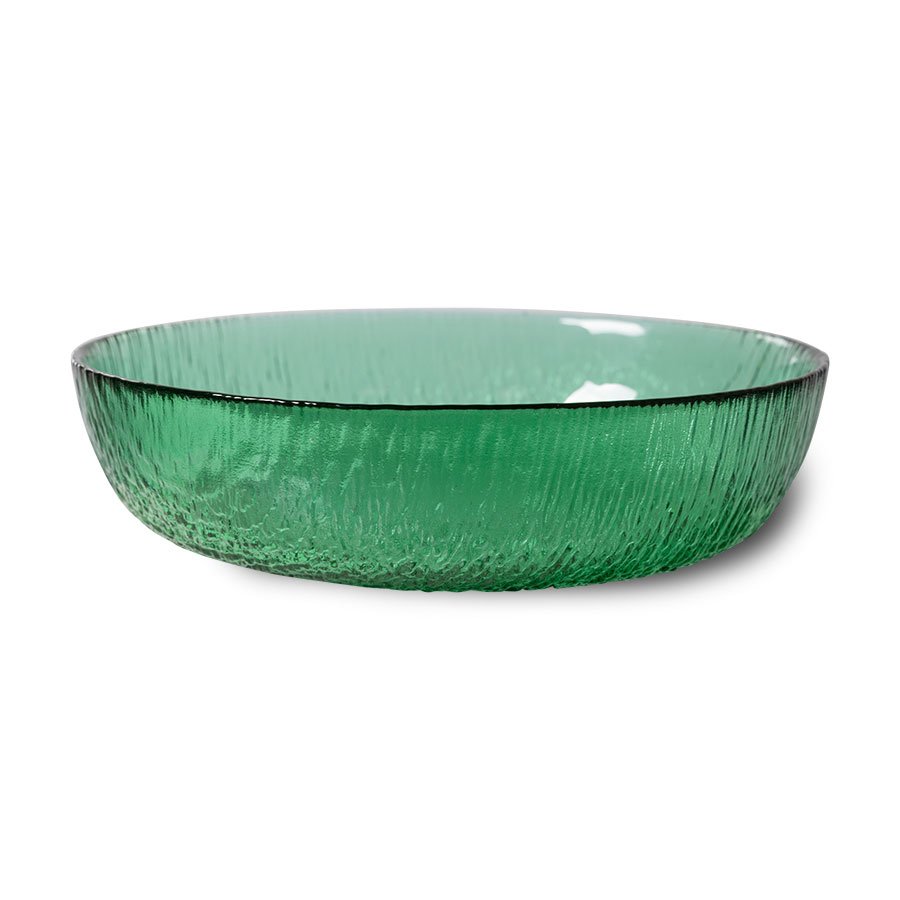 The emeralds: glass salad bowl, green