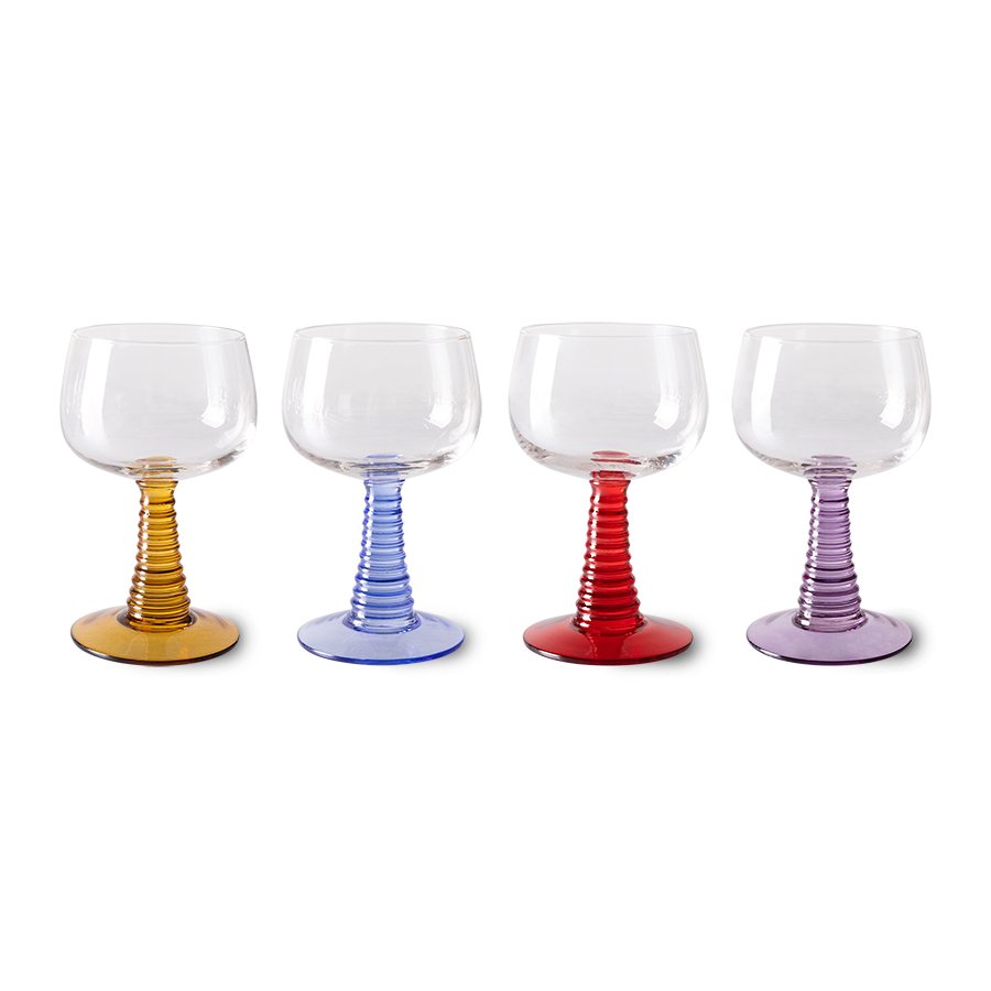 Swirl wine glass high, mixed colours (set of 4)