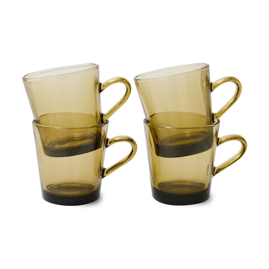 70s glassware: coffee cups mud brown (set of 4)