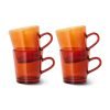 70s glassware: coffee cups amber brown (set of 4)