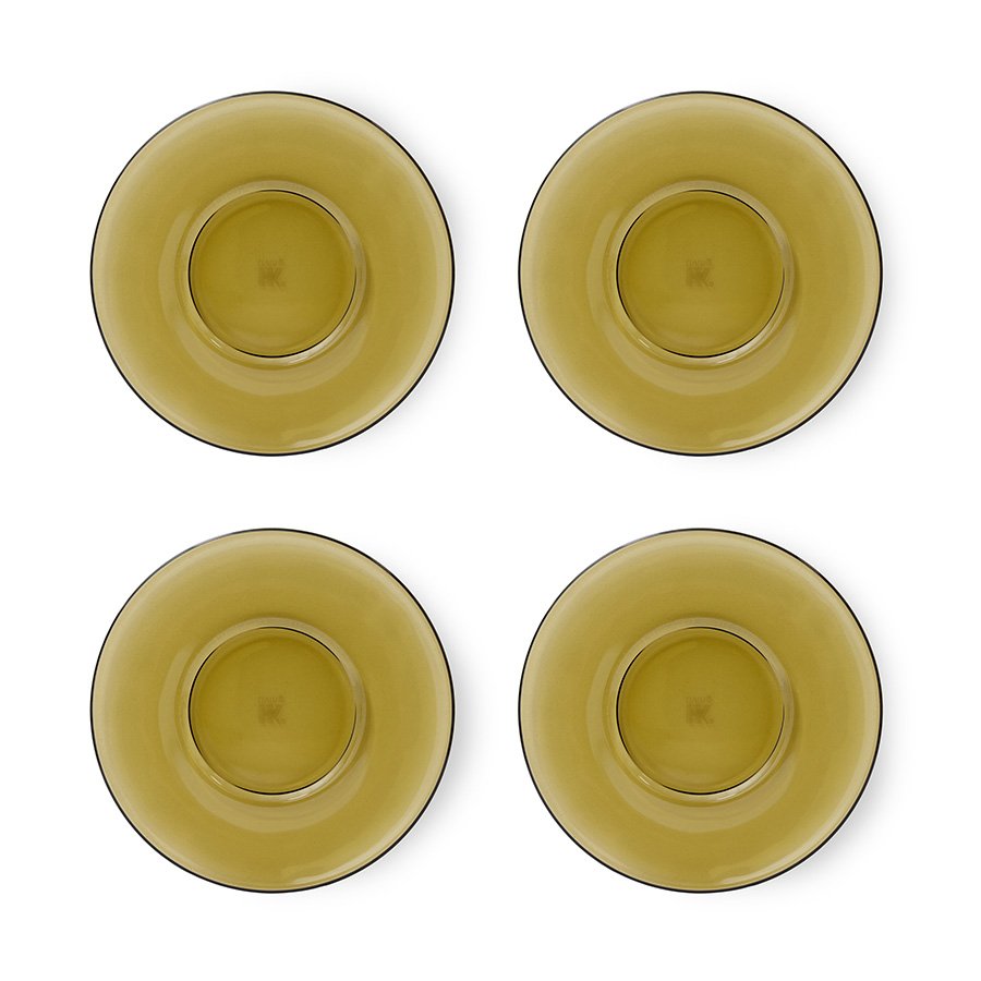 70s glassware: saucers mud brown (set of 4)