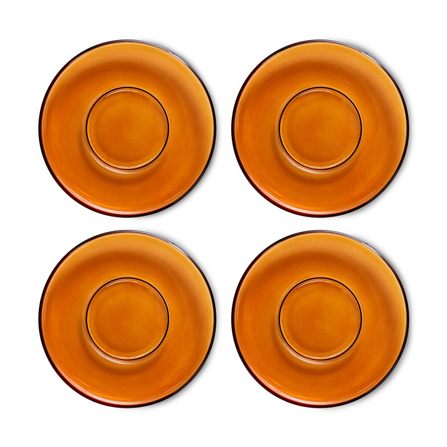70s glassware: saucers amber brown (set of 4)