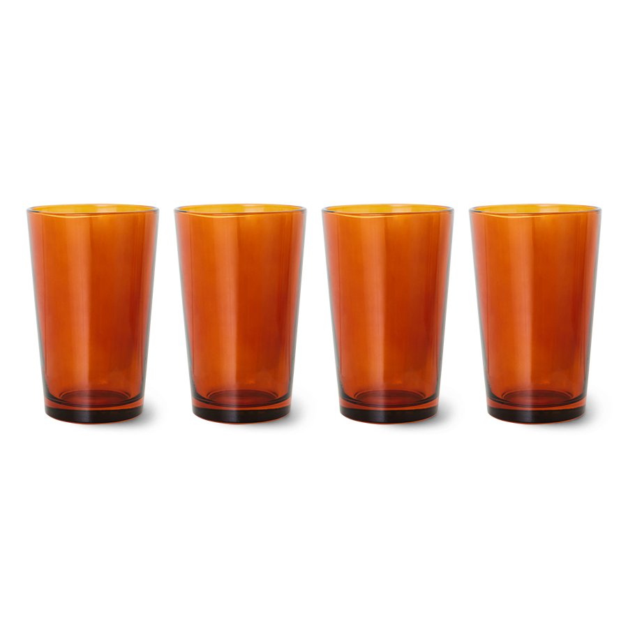 70s glassware: tea glasses amber brown (set of 4)