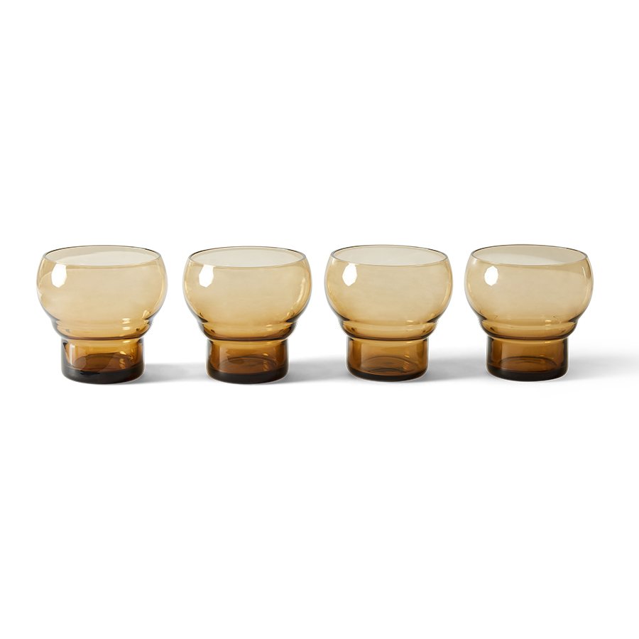 70s glassware: bulb glasses amber (set of 4)