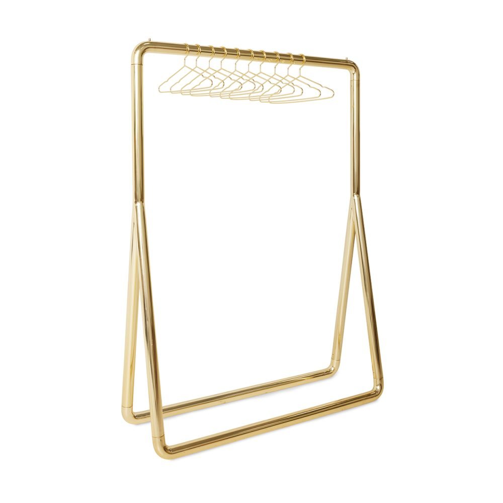 Chubby clothing rack with hangers brass