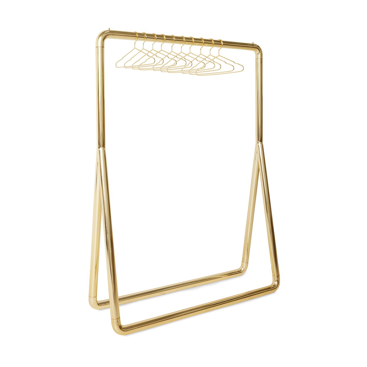 Chubby clothing rack with hangers brass