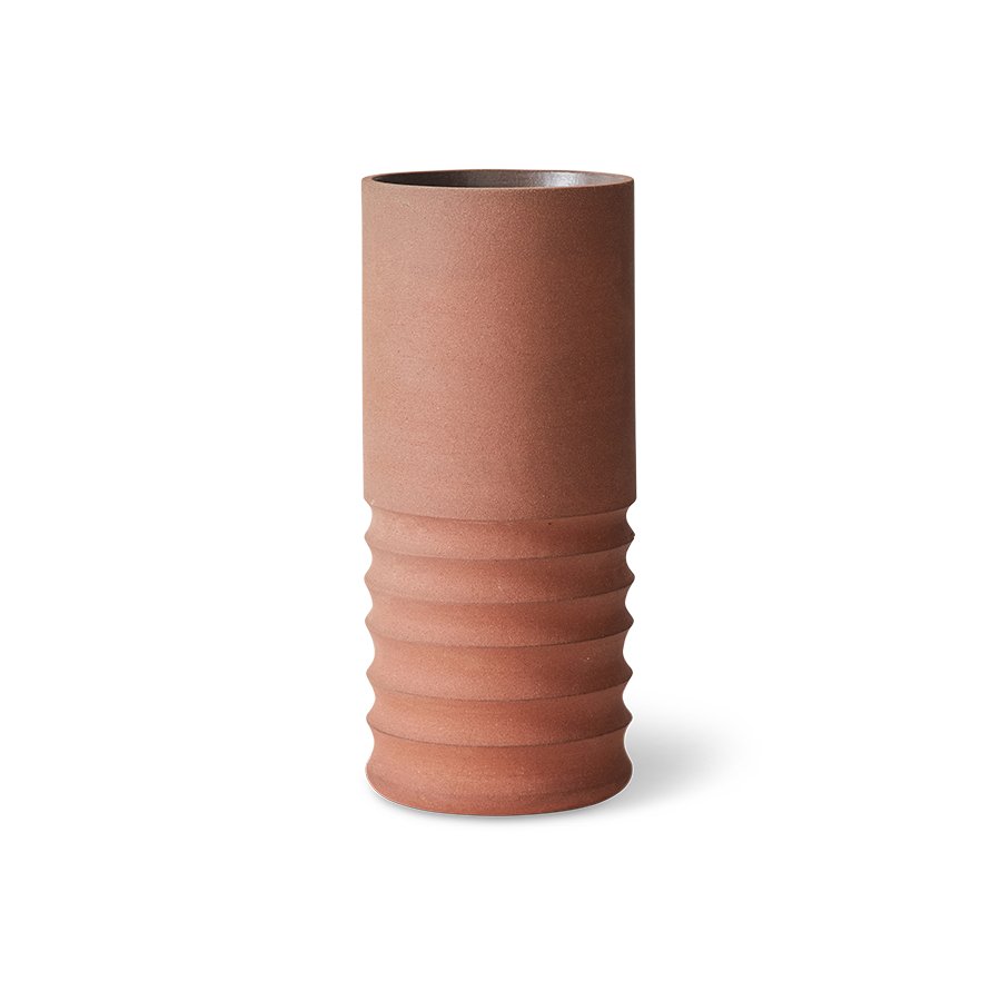 Handcarved terracotta tube vase