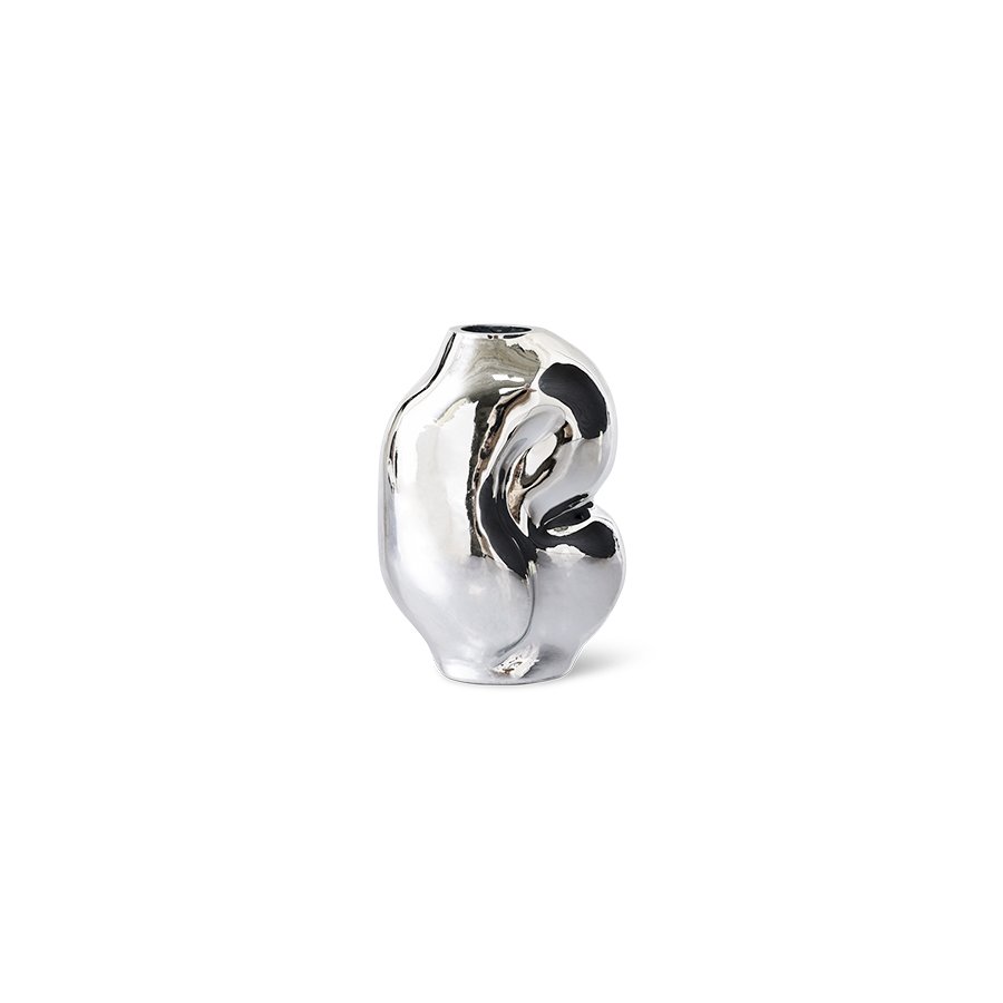 Gleam glass small vase, chrome