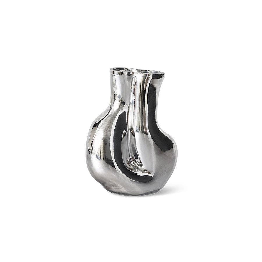 Gleam glass vase, chrome