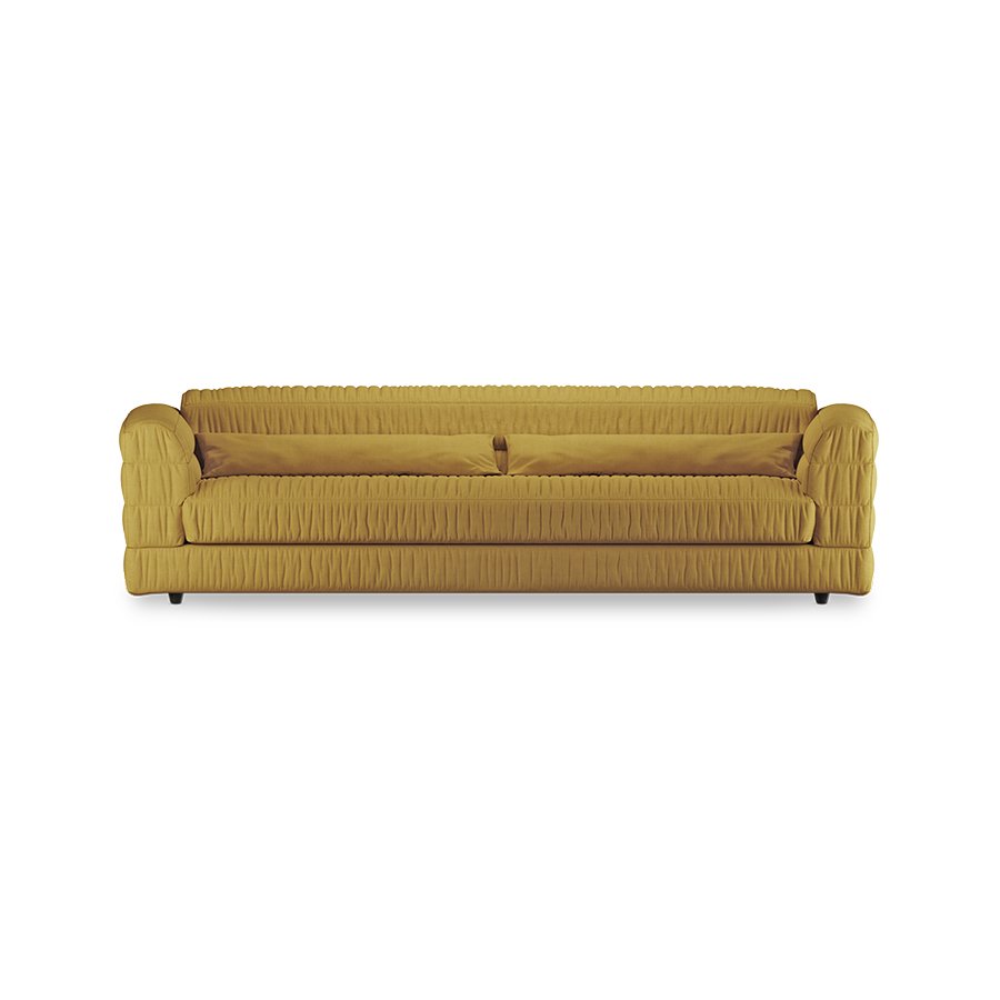 Club couch: linen, burnt ochre