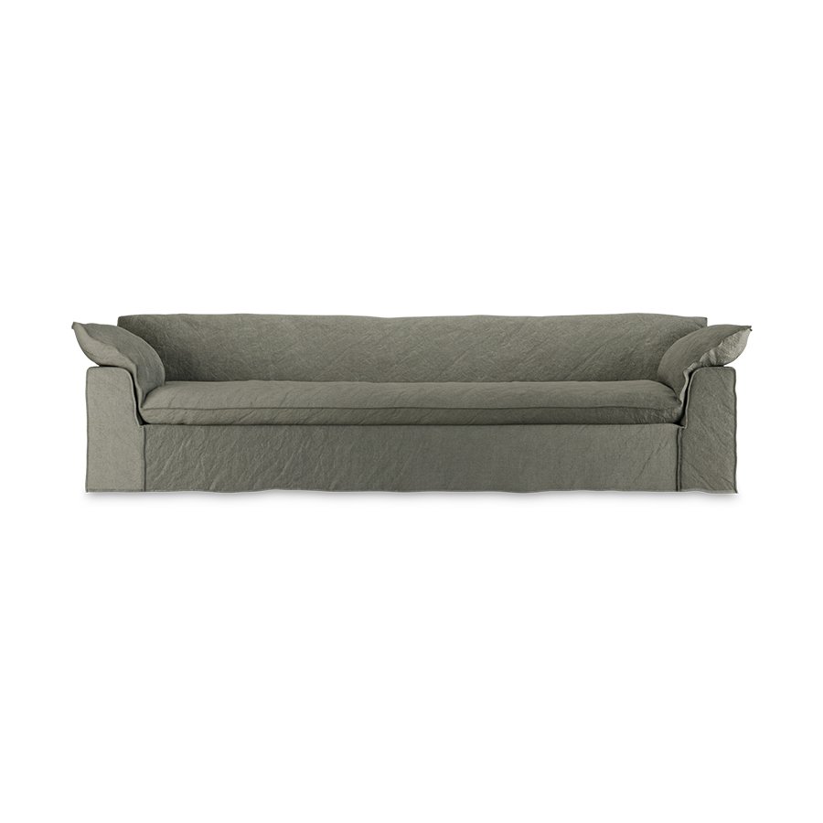 Nomad couch: 305cm, linen, army green