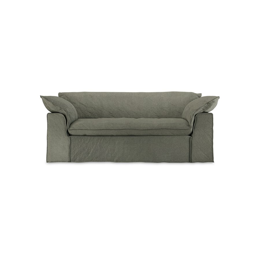 Nomad couch: 204cm, linen, army green