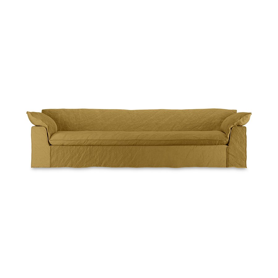 Nomad couch: 305cm, linen, burnt ochre