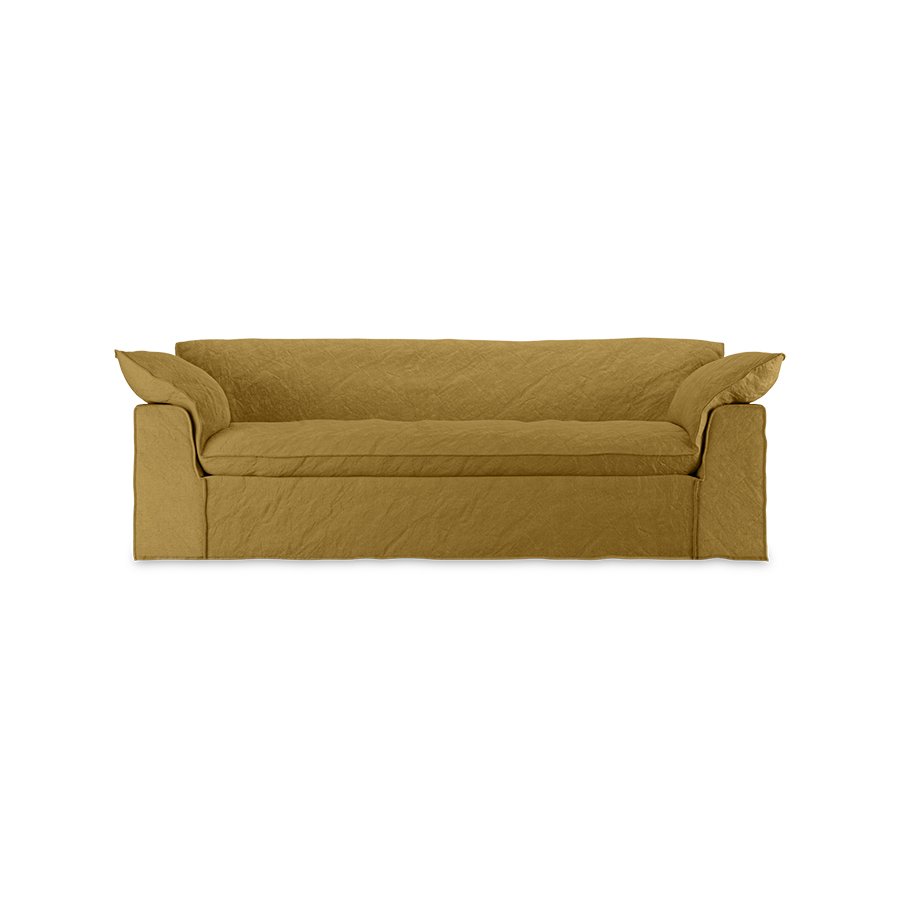 Nomad couch: 244cm, linen, burnt ochre