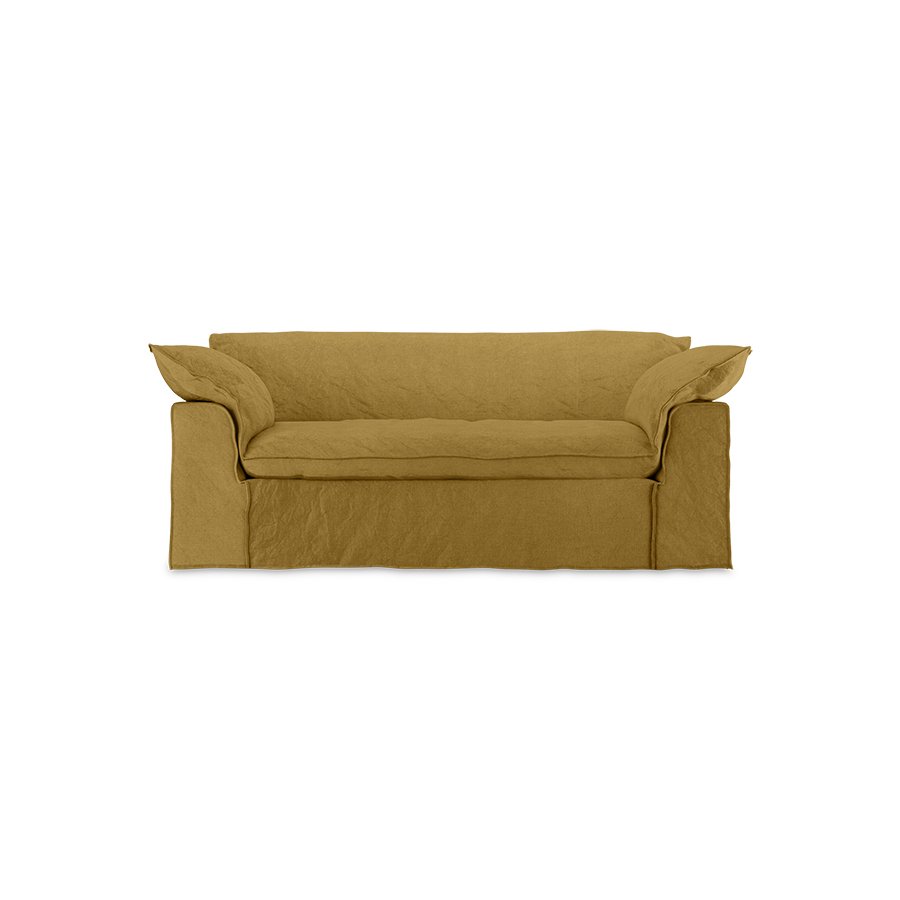 Nomad couch: 204cm, linen, burnt ochre