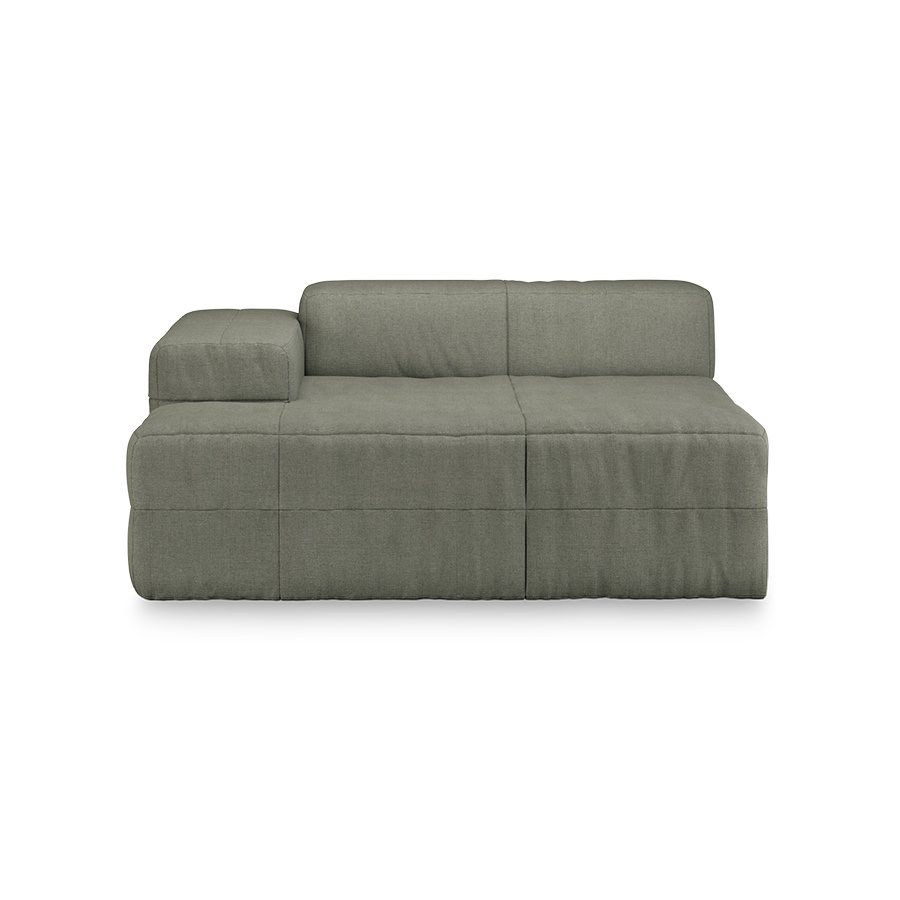 Brut sofa: element left divan, linen, army green