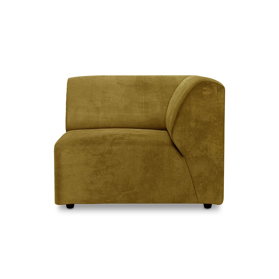 Jax couch: element right end, royal velvet, olive