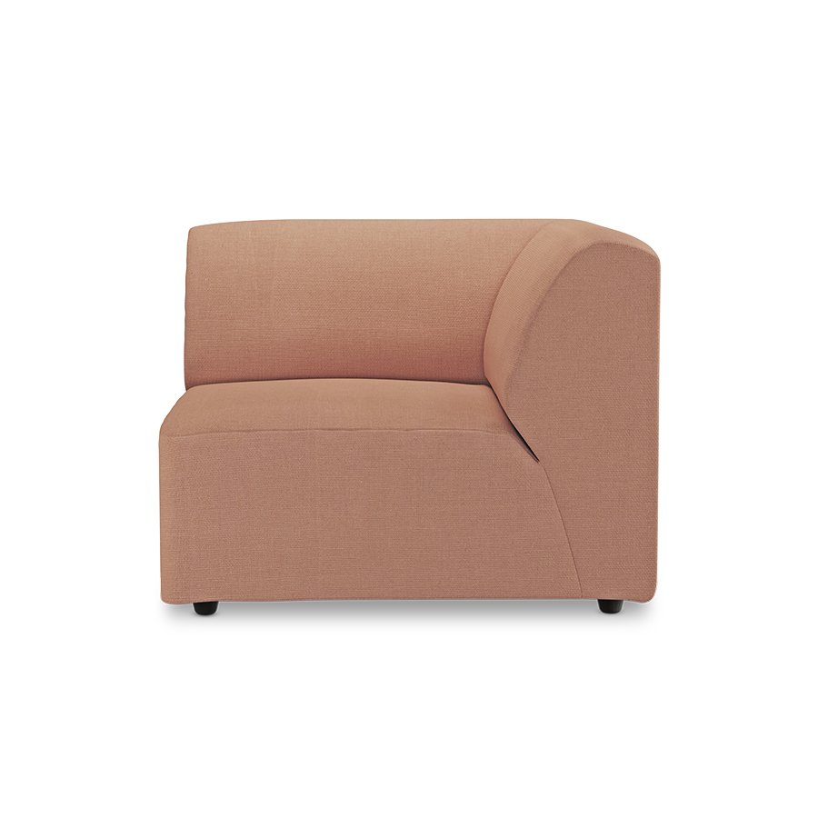 Jax couch: element right corner, linen, dusty rose