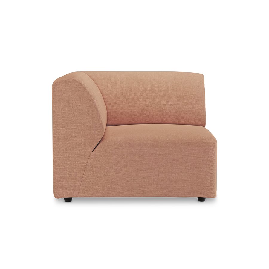 Jax couch: element left end, linen, dusty rose