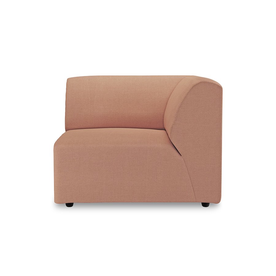 Jax couch: element right end, linen, dusty rose